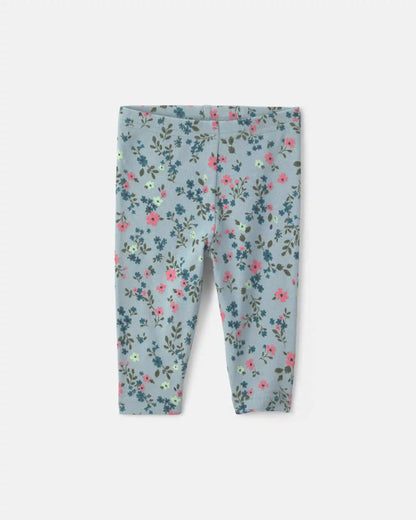 Baby Girl 3-Piece Floral Teddy Fleece Layering Set - Blue/Cream