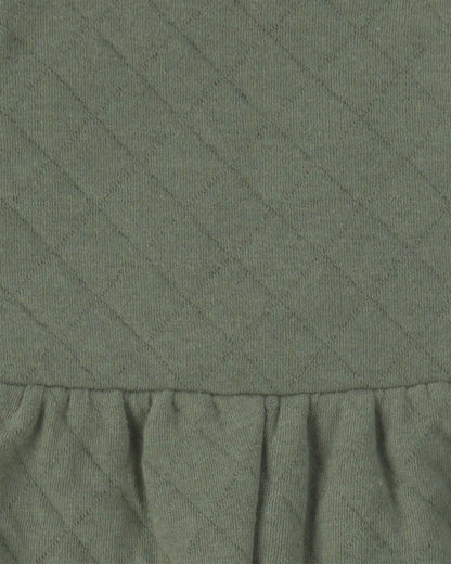 Baby Girl 2-Piece Quilted Overall Set - Olive Green