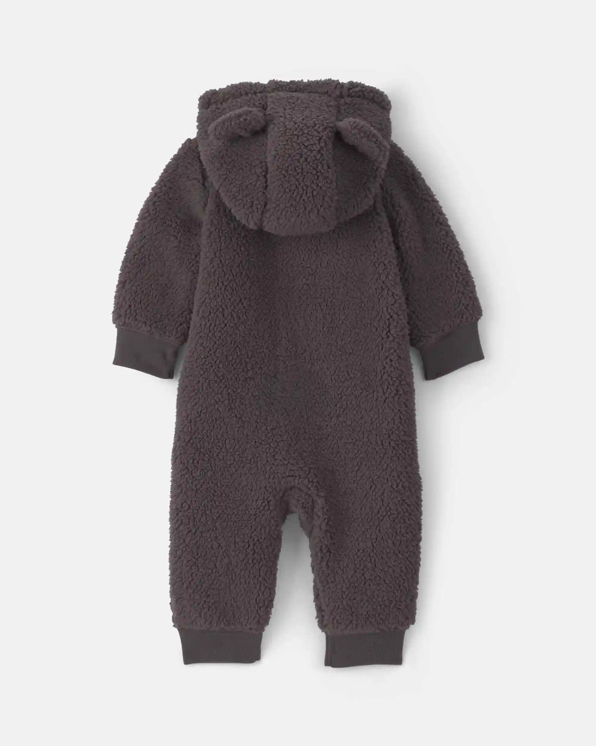 Baby Boy Dog Teddy Fleece Long-Sleeve Jumpsuit - Grey