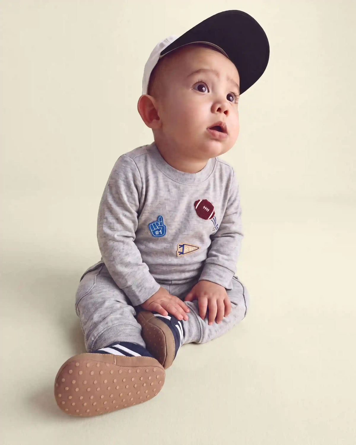 Baby Boy 2-Piece Varsity Long-Sleeve Bodysuit & Pant Set - Grey
