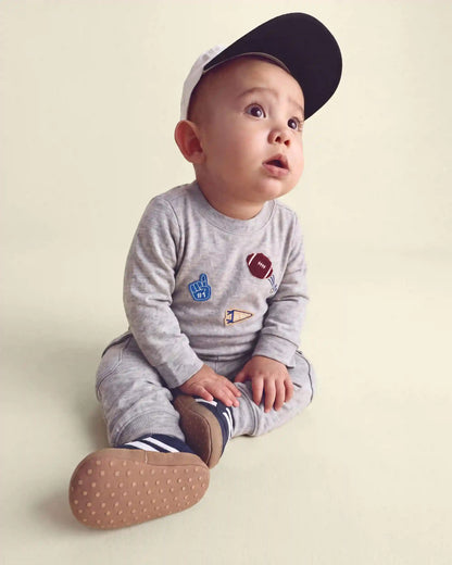 Baby Boy 2-Piece Varsity Long-Sleeve Bodysuit & Pant Set - Grey