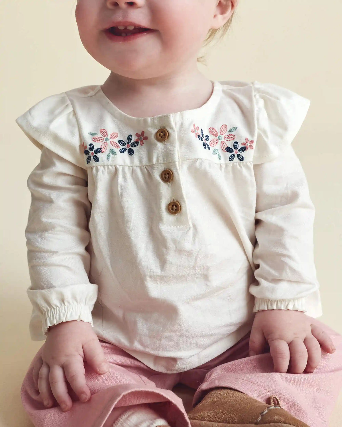Baby Girl 2-Piece Floral Long-Sleeve Top & Pant Set - Pink/Cream