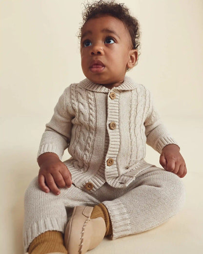 Baby Boy 3-Piece Cotton Sweater Layering Set - Cream