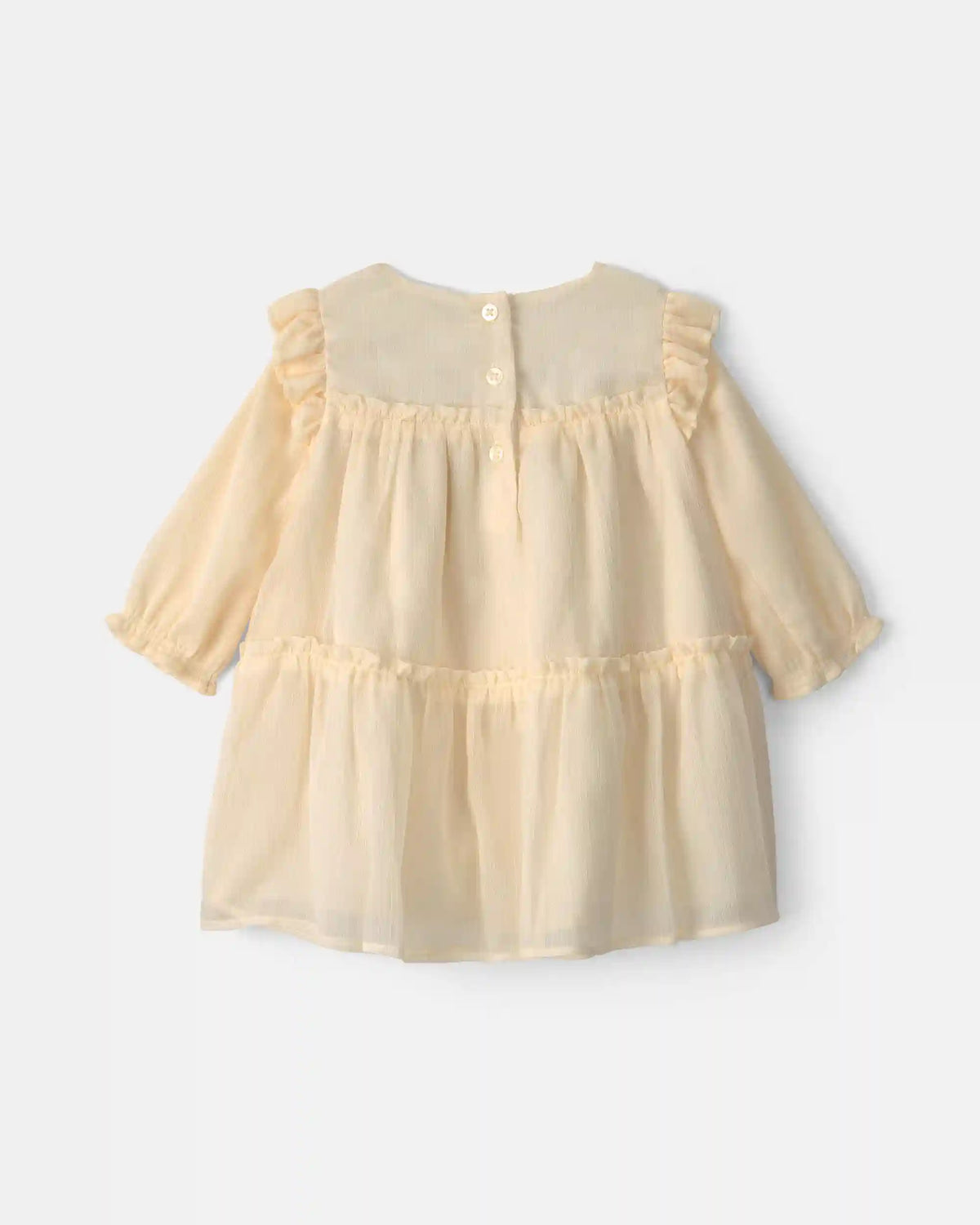 Baby Girl Shimmer Long-Sleeve Dress - Cream