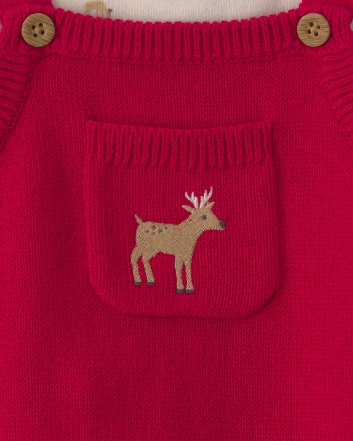 Baby Boy 2-Piece Reindeer Long-Sleeve Sweater Overall Set - Red/Cream