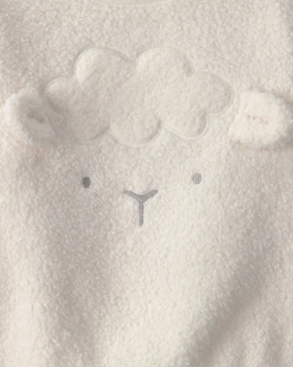Baby 2-Piece Lamb Fleece Long-Sleeve Top & Pant Set - Cream