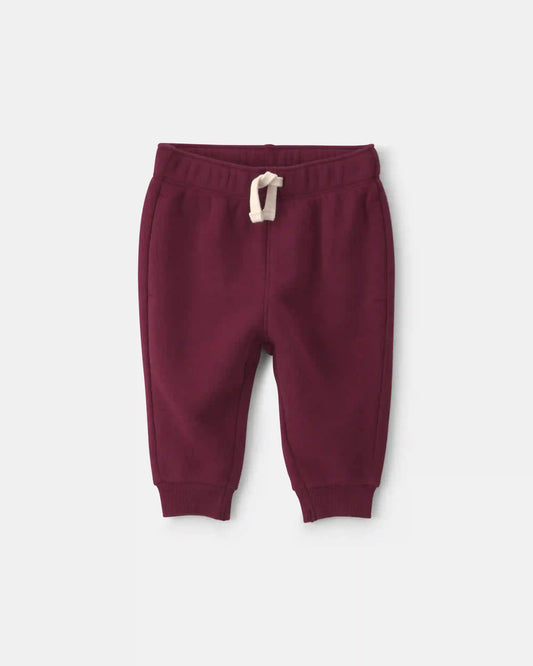 Baby Boy Fleece Pants - Burgundy