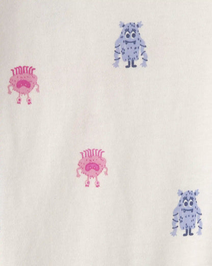Baby Girl Monster Long-Sleeve Graphic Bodysuit - Cream