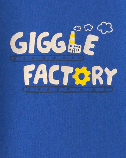 Baby Boy 'Giggle Factory' Long-Sleeve Graphic Bodysuit - Blue
