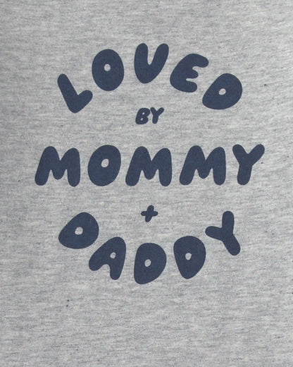 Baby Boy 'Loved By Mommy & Daddy' Long-Sleeve Graphic Bodysuit - Grey