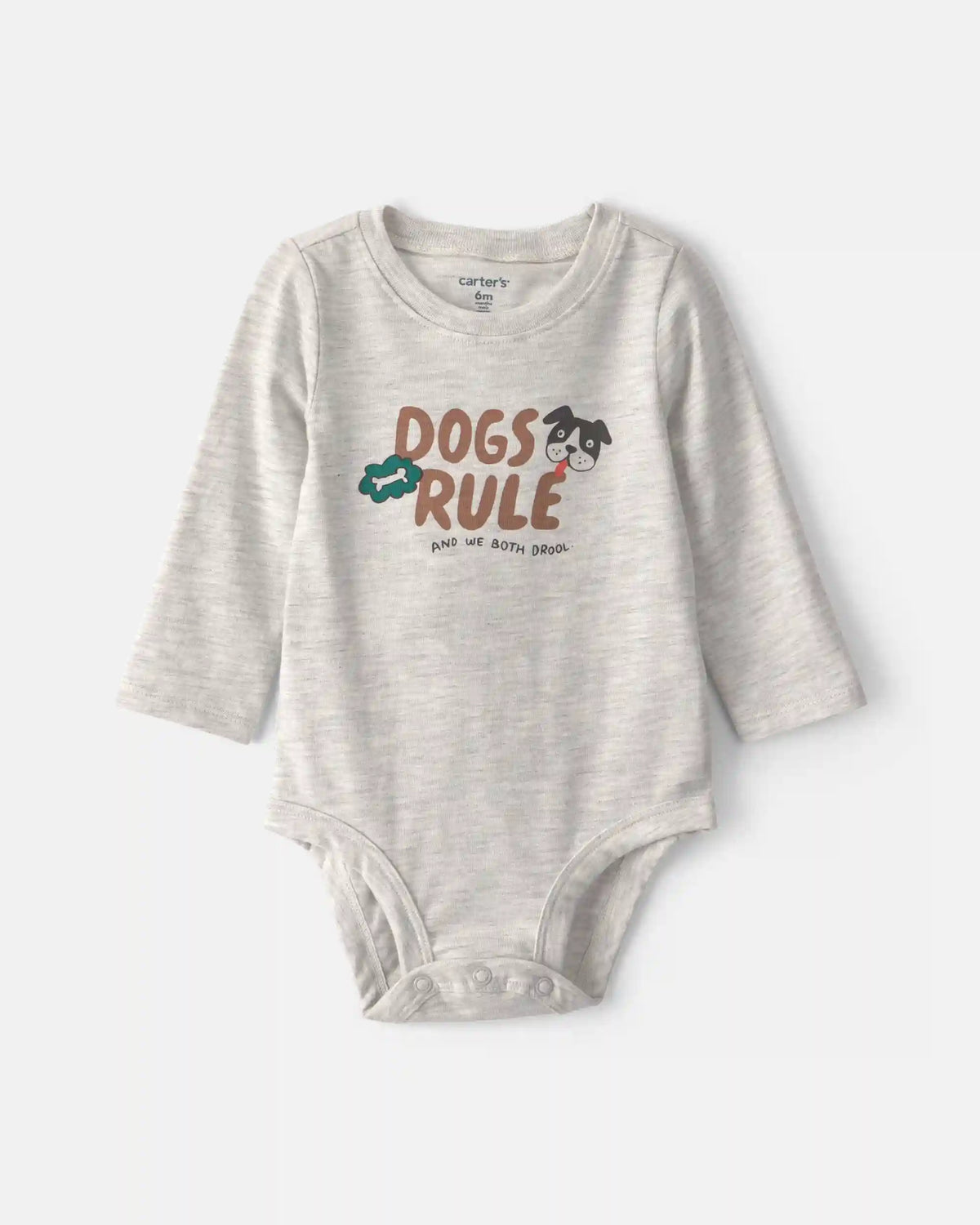 Baby 'Dogs Rule' Long-Sleeve Graphic Bodysuit - Grey