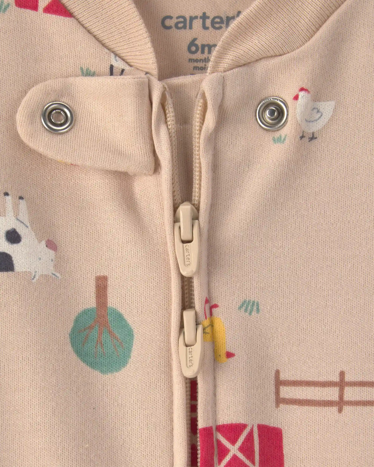 Baby Farm 100% Cotton 2-Way Zip Sleep & Play Pajamas - Beige