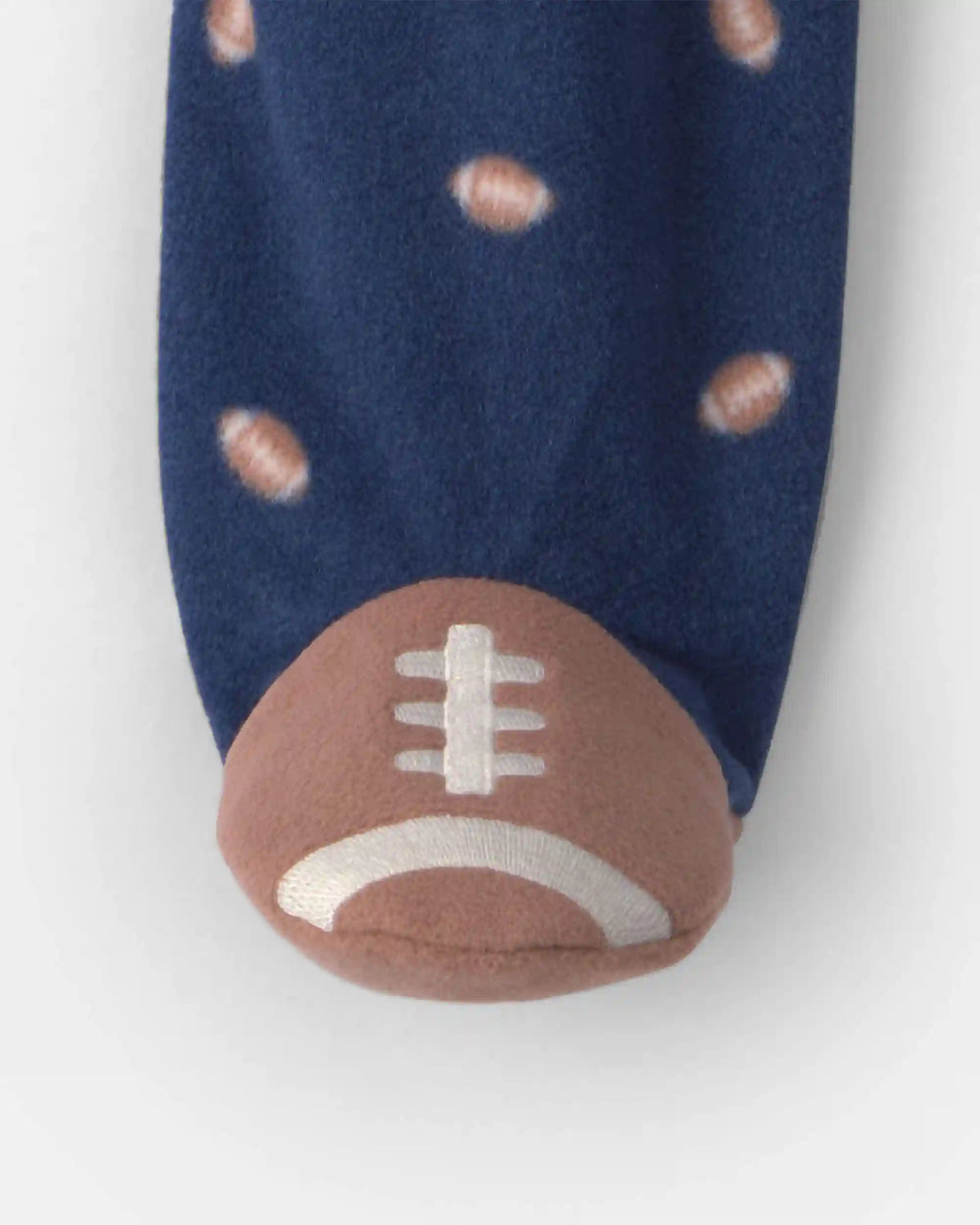 Baby Boy Football Fleece 2-Way Zip Sleep & Play Pajamas - Navy Blue