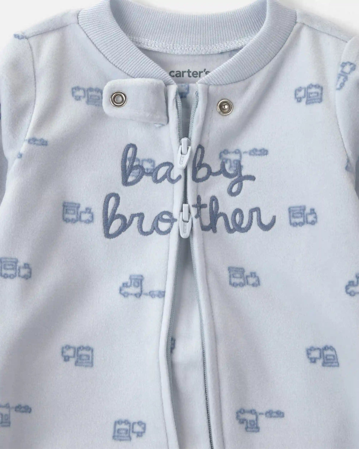 Baby Boy 'Baby Brother' Fleece 2-Way Zip Sleep & Play Pajamas - Blue