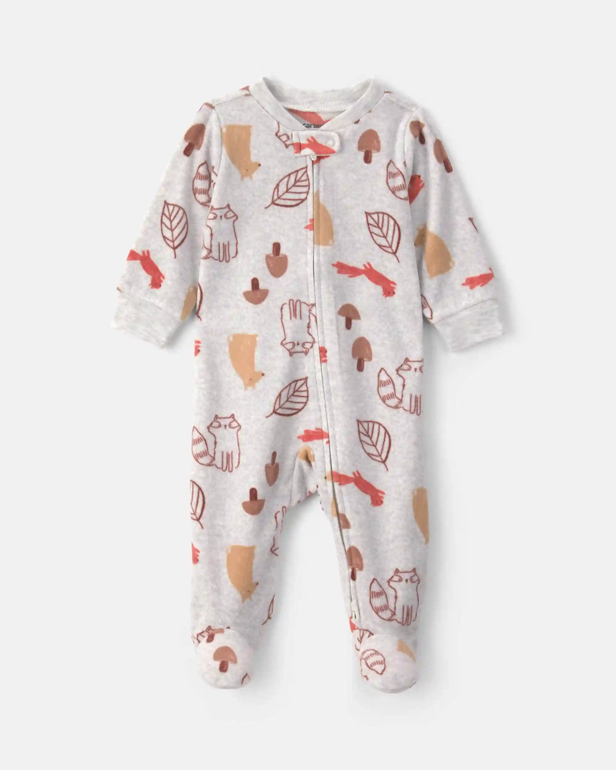 Baby Autumn Fleece 2-Way Zip Sleep & Play Pajamas - Grey