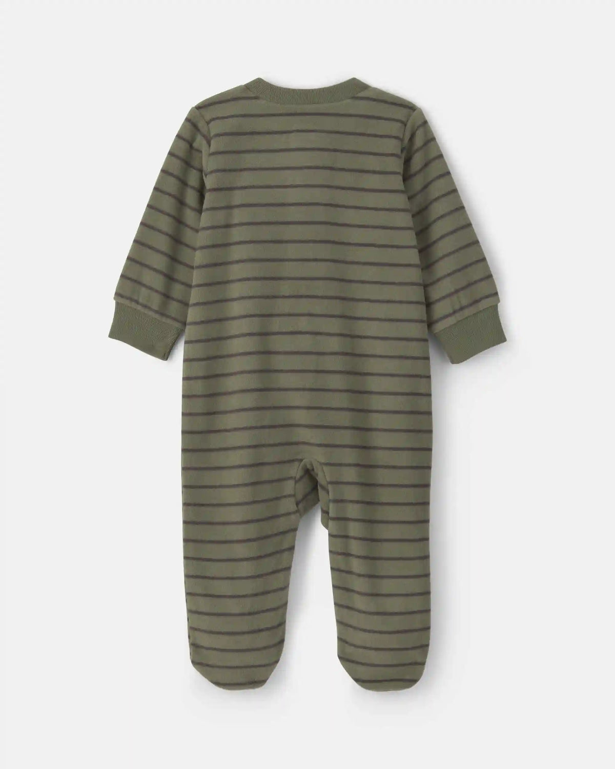 Baby Boy Tiger Striped Fleece 2-Way Zip Sleep & Play Pajamas - Green