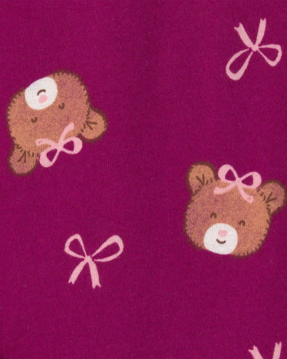 Baby Girl 5-Pack Teddy Bear Short-Sleeve Multipack Bodysuits - Pink/Purple