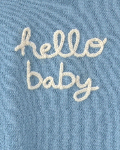 Baby Boy 2-Piece 'Hello Baby' Long-Sleeve Top & Pant Set - Blue