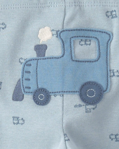 Baby Boy 3-Piece Train Long-Sleeve Bodysuit & Pant Set - Blue/Cream
