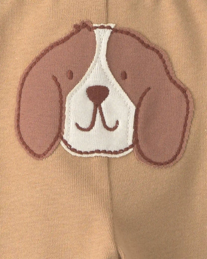 Baby Boy 3-Piece Dog Long-Sleeve Bodysuit & Pant Set - Brown/Cream