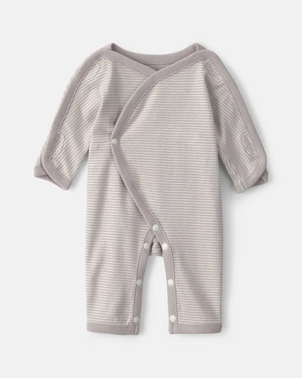 Baby Striped 100% Cotton Sleep & Play Pajama - Grey
