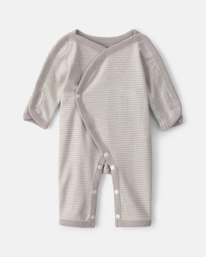 Baby Striped 100% Cotton Sleep & Play Pajama - Grey