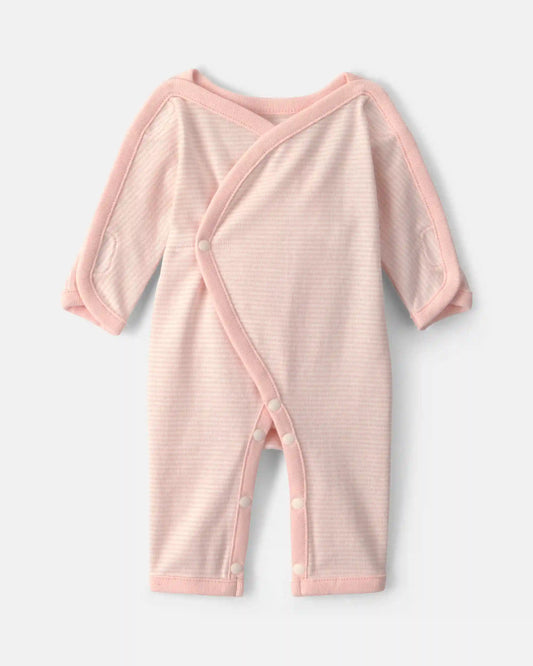 Baby Girl Striped 100% Cotton Sleep & Play Pajama - Pink