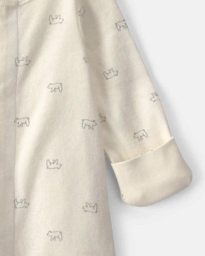 Baby Bear Long-Sleeve Sleeper Gown - Cream