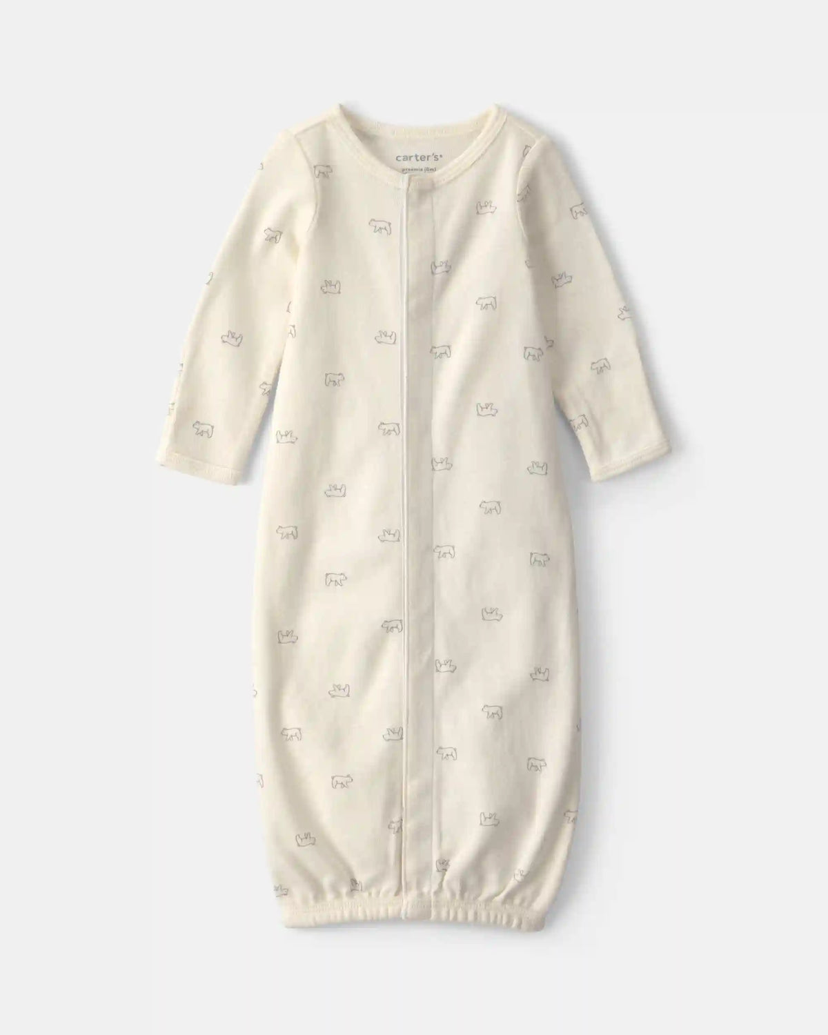 Baby Bear Long-Sleeve Sleeper Gown - Cream