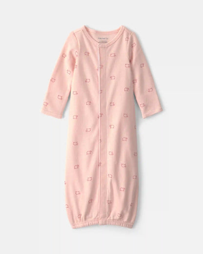 Baby Girl Sheep Long-Sleeve Sleeper Gown - Pink