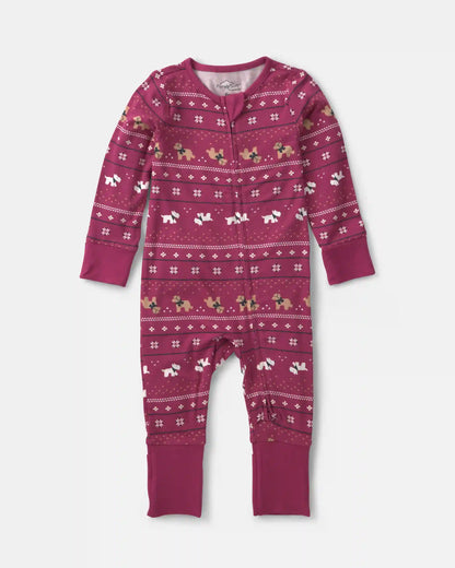 Baby Fair Isle PurelySoft™ 2-Way Zip Sleep & Play Pajamas - Burgundy