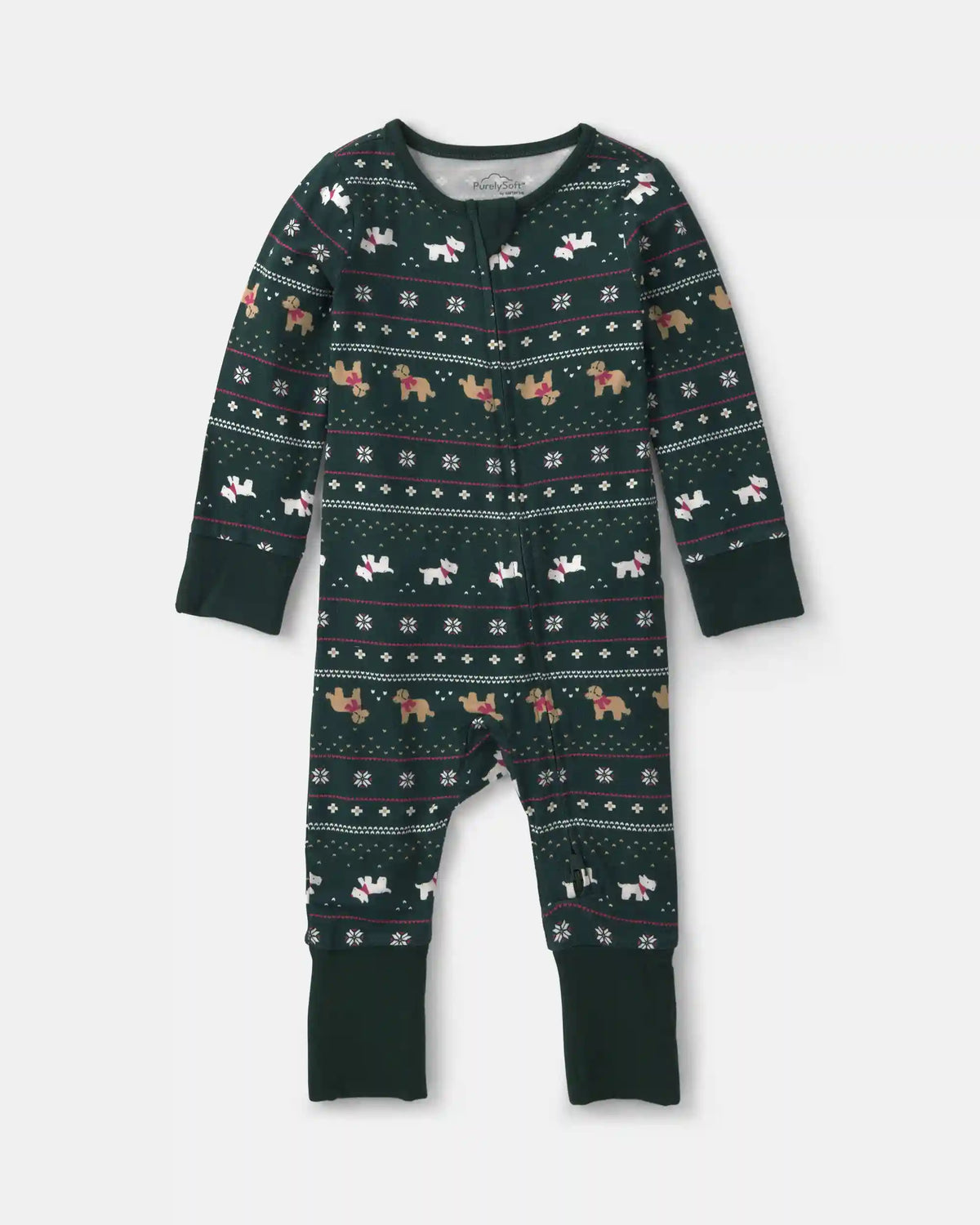Baby Fair Isle PurelySoft™ 2-Way Zip Sleep & Play Pajamas - Green