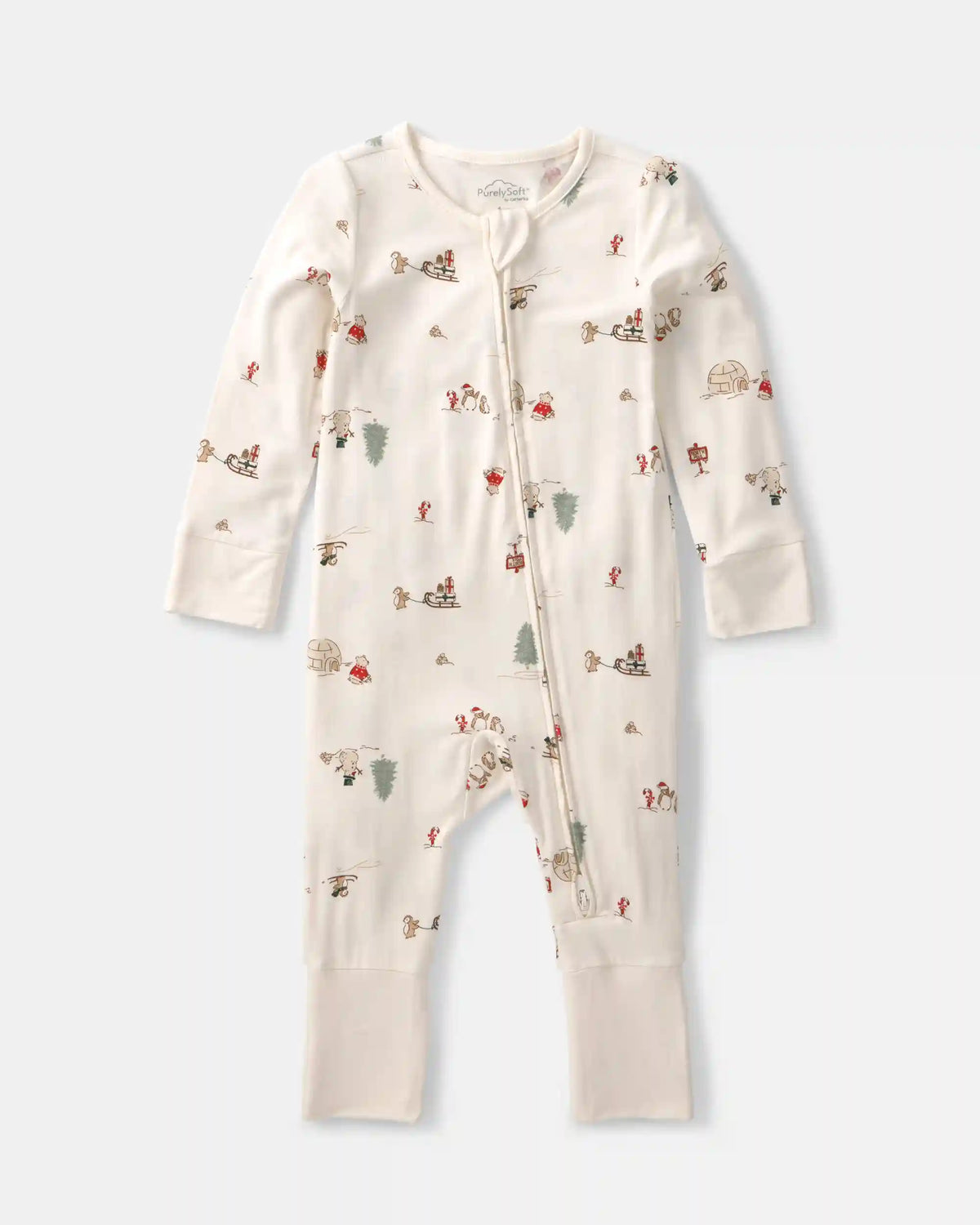 Baby North Pole PurelySoft™ 2-Way Zip Sleep & Play Pajamas - Cream