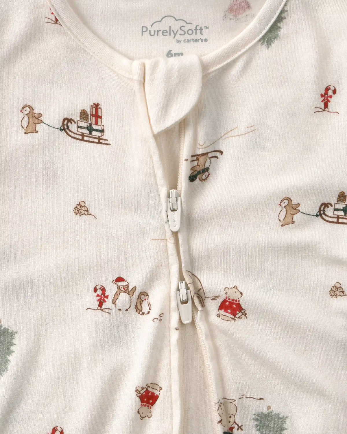 Baby North Pole PurelySoft™ 2-Way Zip Sleep & Play Pajamas - Cream