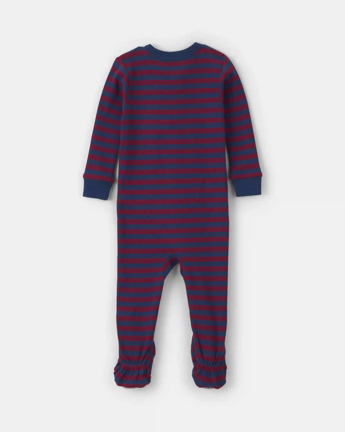Baby Boy 1-Piece Dog Striped 2-Way Zip 100% Cotton Snug Fit Footed Pajama - Burgundy/Blue
