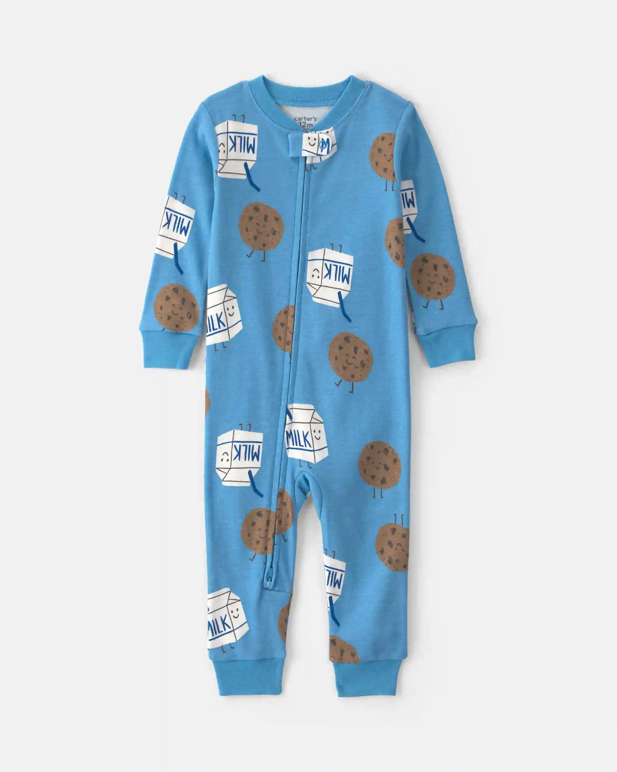 Baby Boy 1-Piece Milk & Cookies 100% Cotton Pajama - Blue
