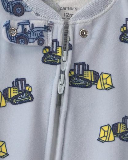 Baby Boy 1-Piece Construction 2-Way Zip DreamPlush Snug Fit Footed Pajama - Blue