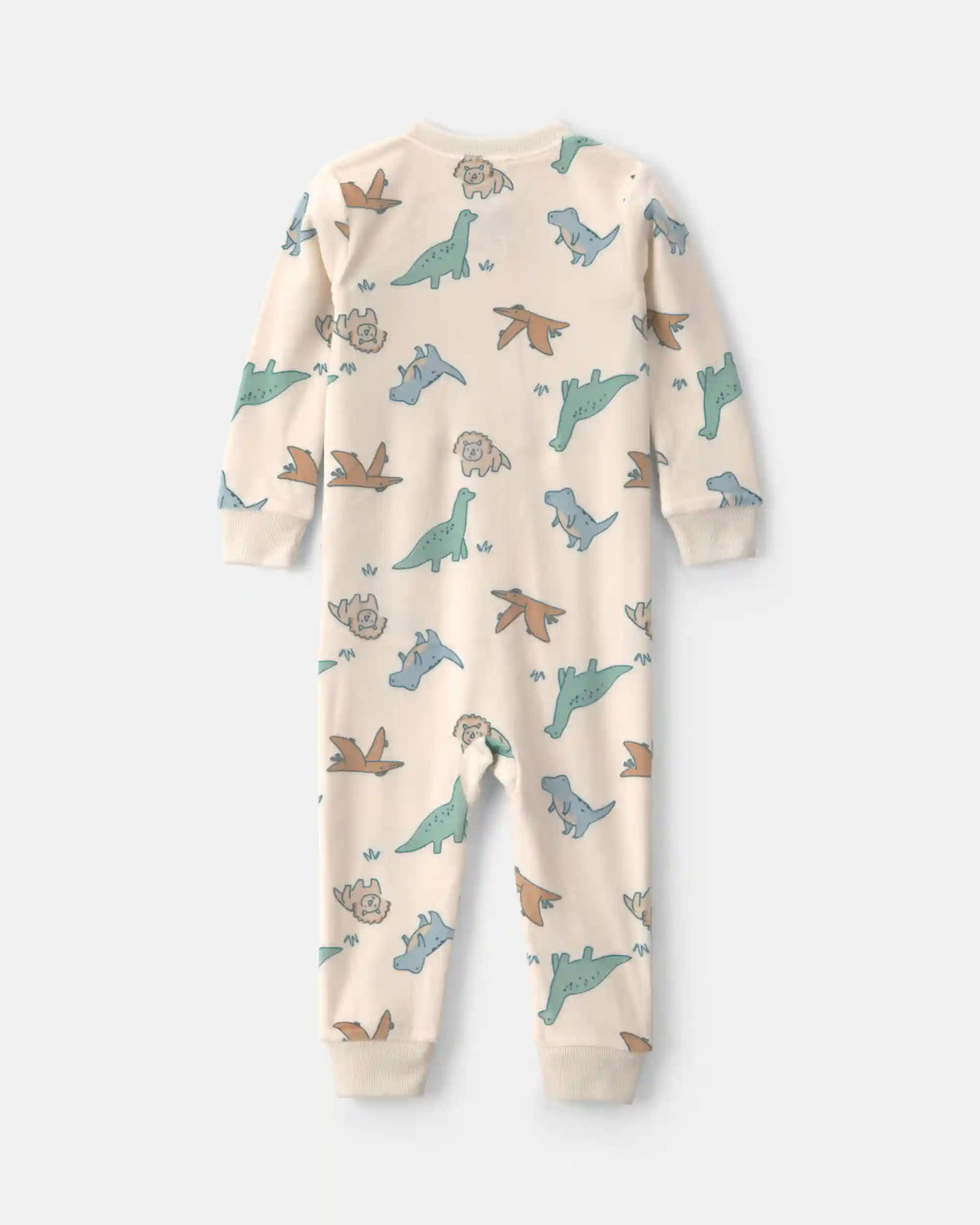 Baby Boy 1-Piece Dino 2-Way Zip DreamPlush Snug Fit Pajama - Cream