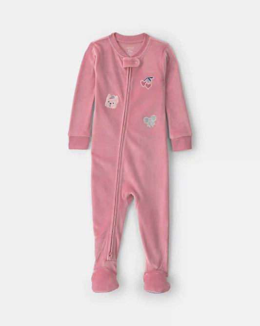 Baby Girl 1-Piece Icon 2-Way Zip DreamPlush Snug Fit Footed Pajama - Pink