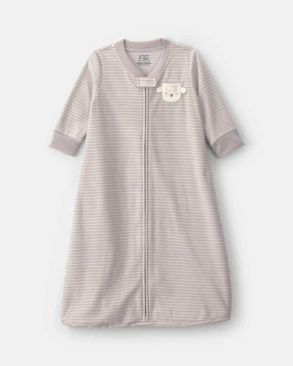 Baby Sheep Striped Fleece Sleep Bag - Grey