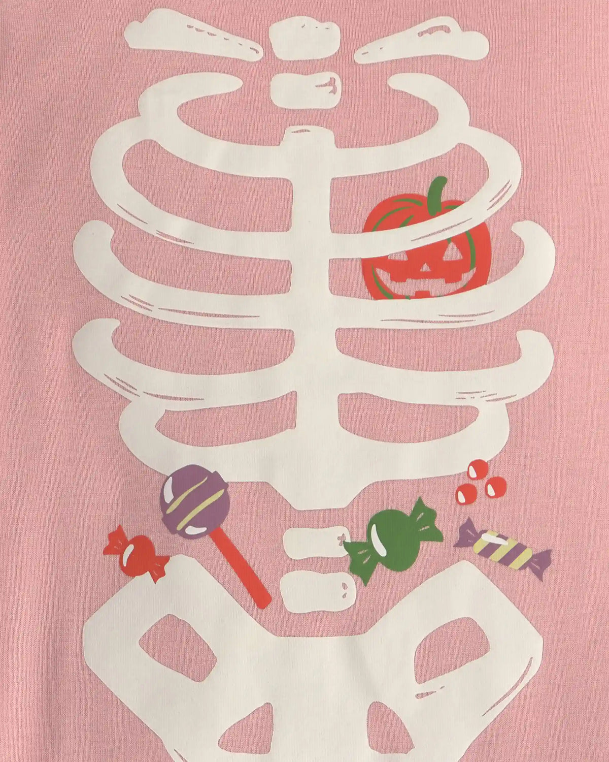 Baby Girl 2-Piece Halloween Glow in the Dark Skeleton 100% Cotton Snug Fit Pajama Set - Pink
