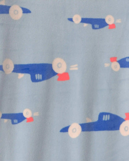 Baby Boy 1-Piece Car 2-Way Zip DreamPlush Snug Fit Footed Pajama - Blue