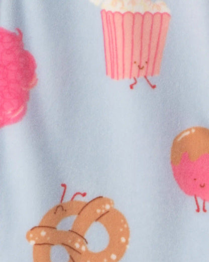Baby Girl 1-Piece Festival Treats 2-Way Zip DreamPlush Snug Fit Pajama - Blue