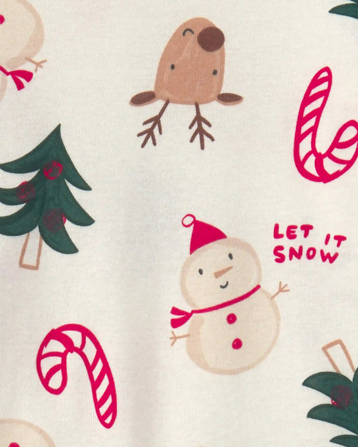 Baby 2-Piece Christmas Holiday Icon 100% Cotton Snug Fit Pajama Set - Cream