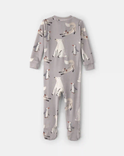 Baby Boy 1-Piece Winter Animals 2-Way Zip DreamPlush Snug Fit Footed Pajama - Grey