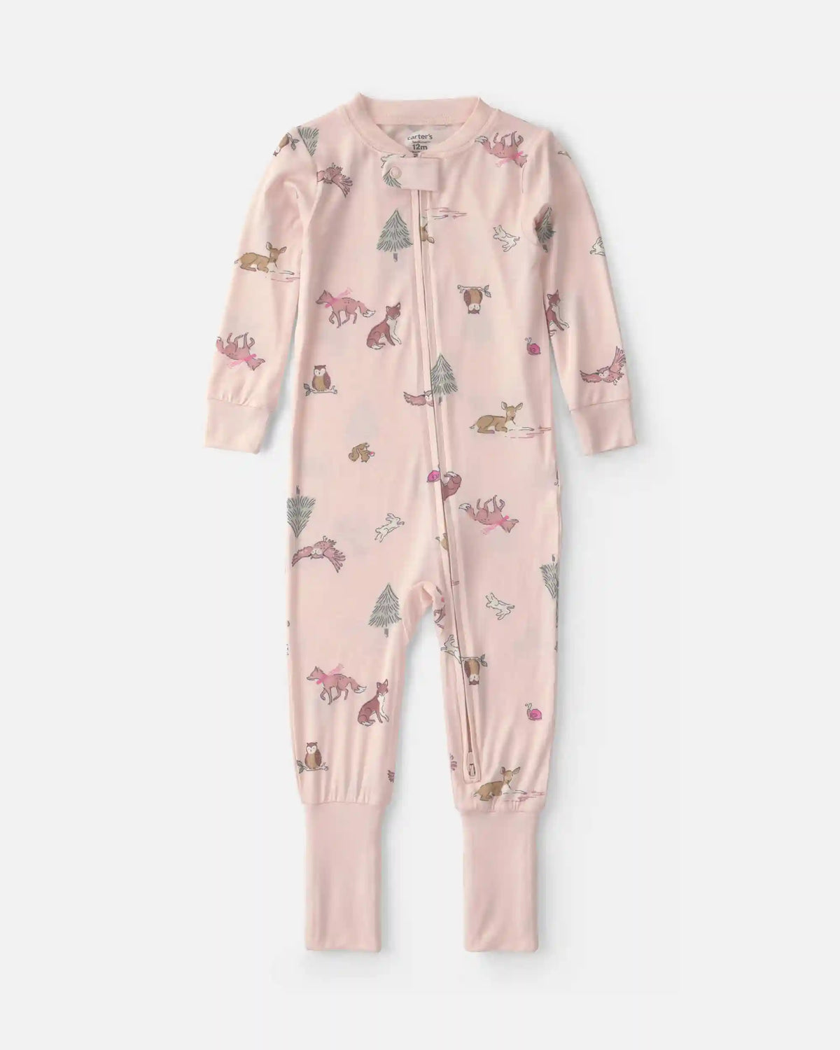 Baby Girl 1-Piece Woodland PurelySoft™ Snug Fit Pajama - Pink
