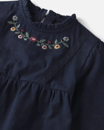 Baby Girl Organic Cotton Embroidered Peplum Top