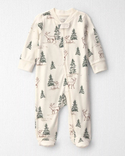 Baby Organic Cotton Sleep & Play Pajamas in Reindeer Forest