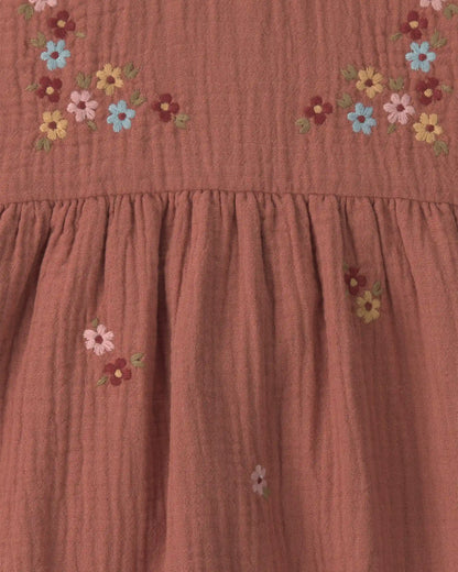 Baby Girl Organic Cotton Embroidered Gauze Dress