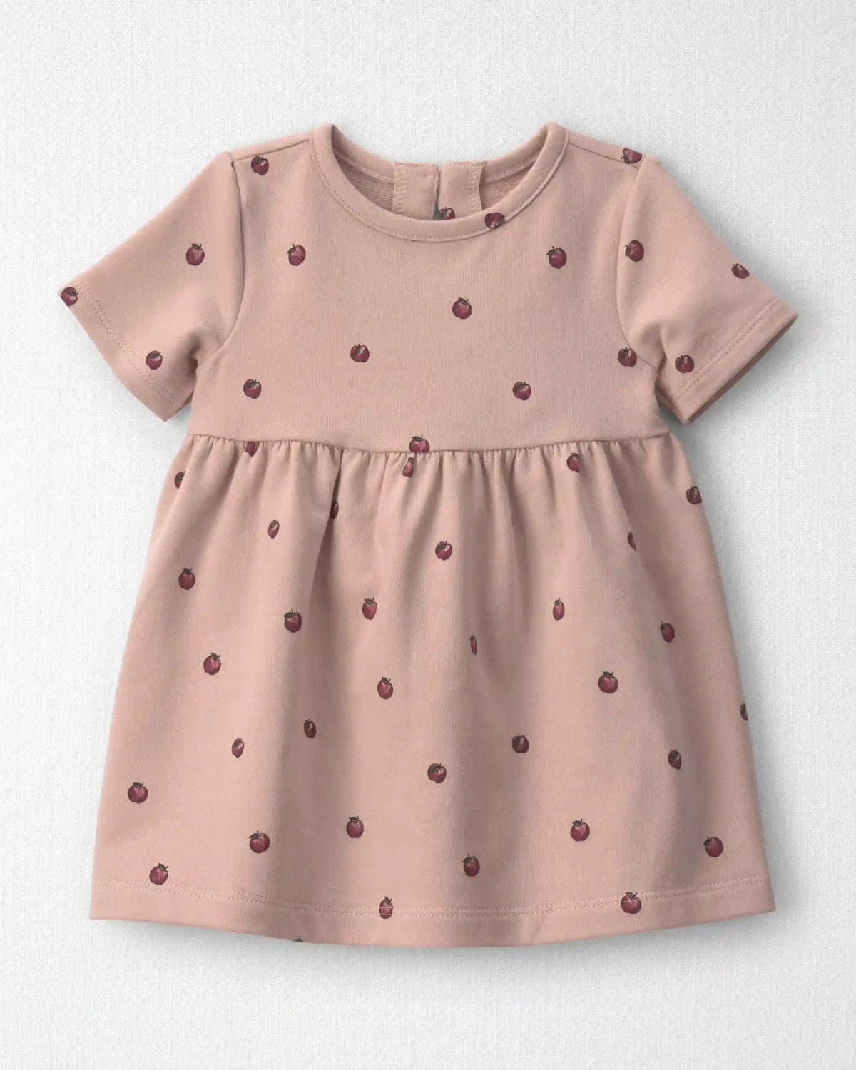 Baby Girl Organic Cotton French Terry Dress in Apples